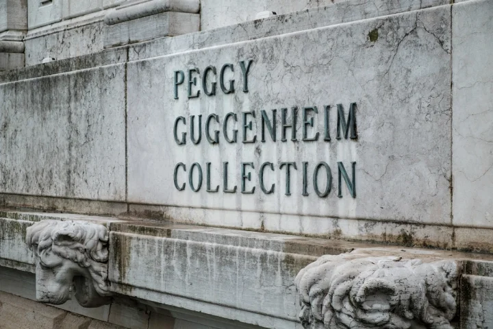 Peggy Guggenheim Collection Museum, Venice. It is the marble stone sign at Palazzo Venier dei Leoni