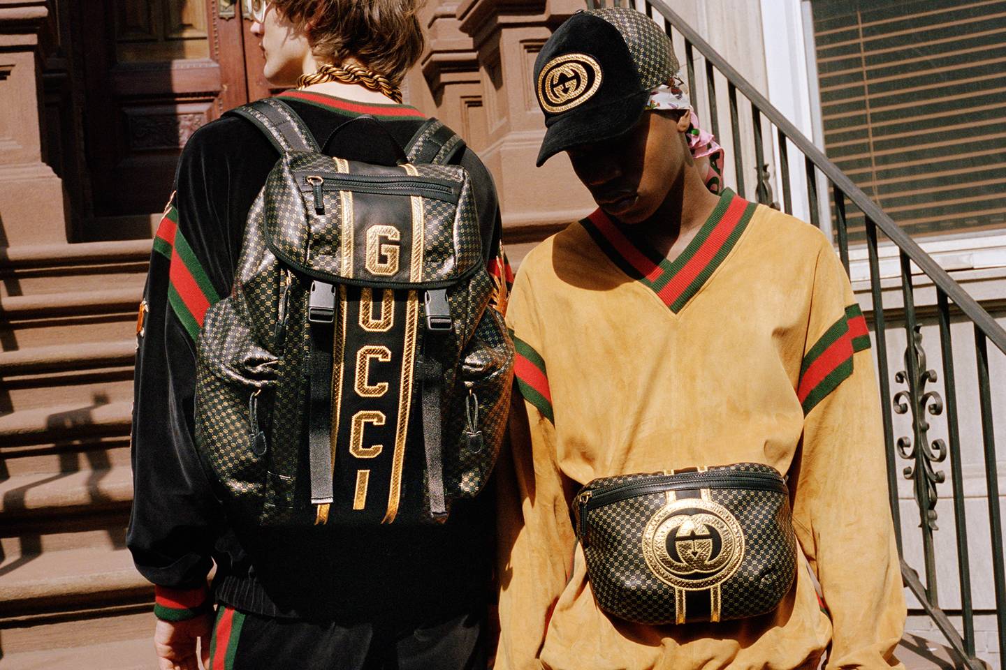 Gucci Cruise Collection Look Compared to Vintage Dapper Dan Design