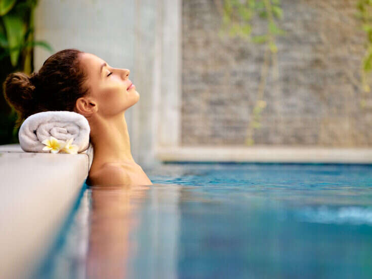 woman in spa pool