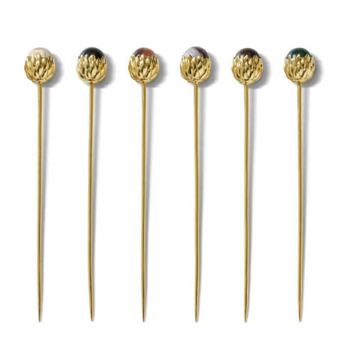 home bar accessories: brass cocktail picks