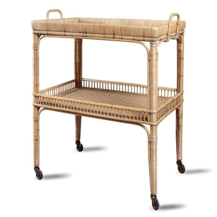 home bar accessories: rattan bar trolley