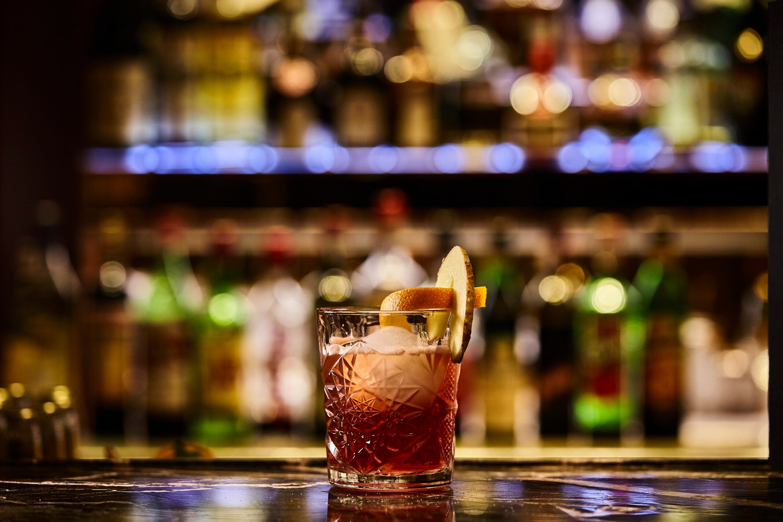 negroni cocktail on bar top