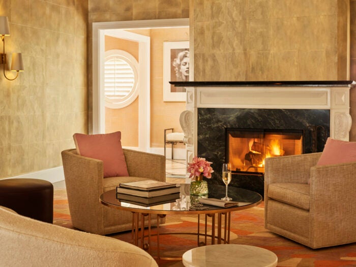 Fireplace in Live like Marilyn bungalow 1 beverly hills hotel
