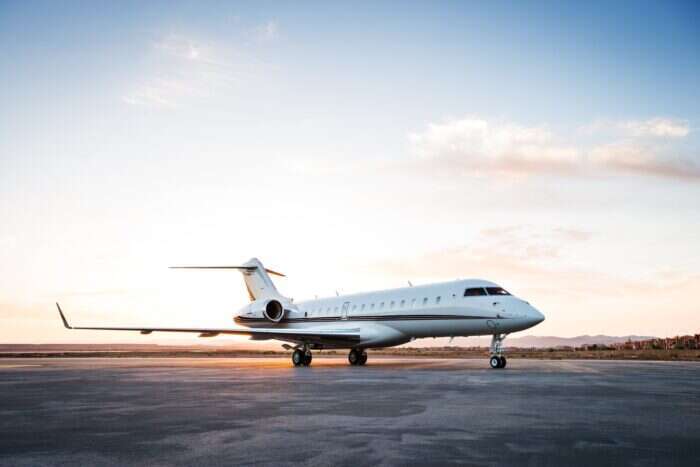 netjets global jet on runway