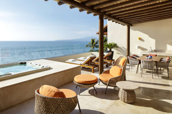 The Presidential Suite balcony with hot tub at Grand Velas Riviera Nayarit