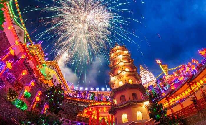 Fireworks over Kek Lok Si Temple