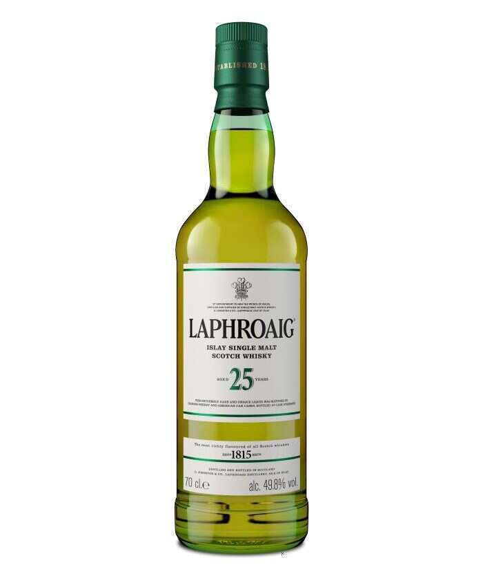 Bottle of Laphroaig Scotch whisky
