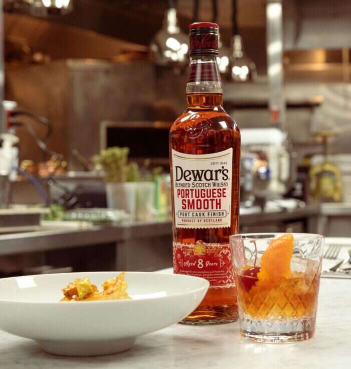 dewar's portugese smooth in kitchen for virtual cooking class