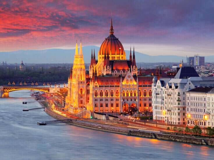 Budapest's Parliament during sunset
