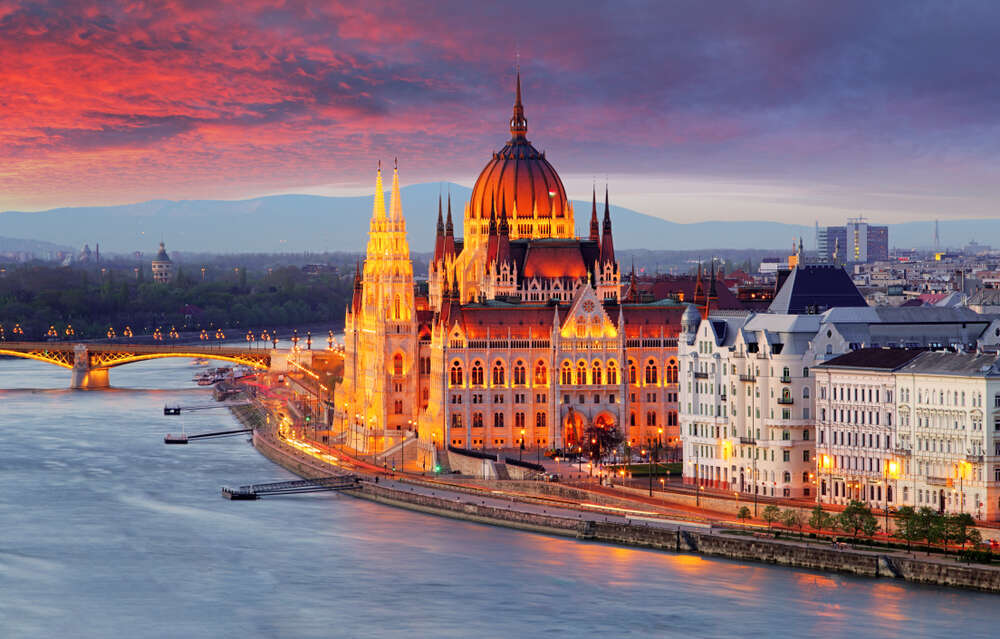 Budapest's Parliament during sunset