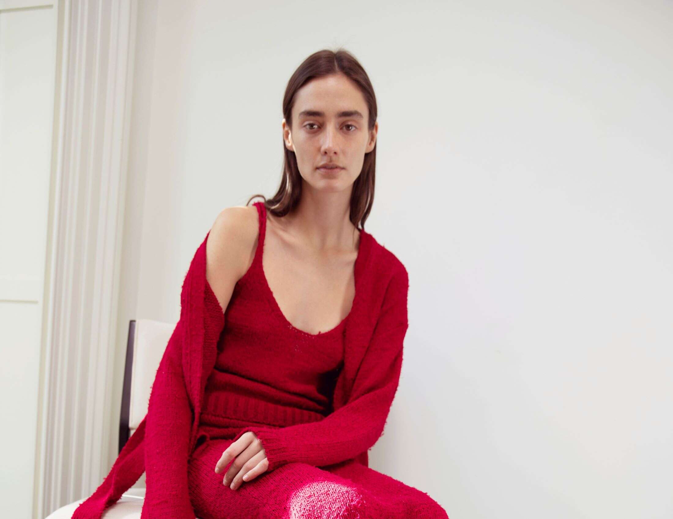 Altuzarra Re-crafted knitted red cardigan and vest