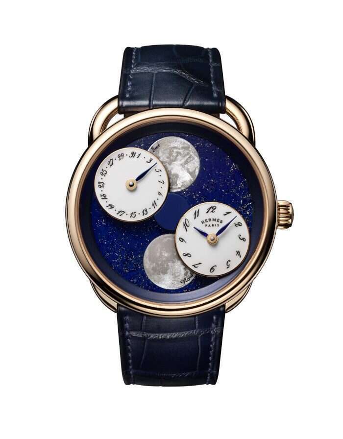 Hermès Arceau L'Heure De La Lune men's watch in blue