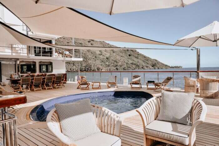 Outdoor deck onboard Latitude yacht