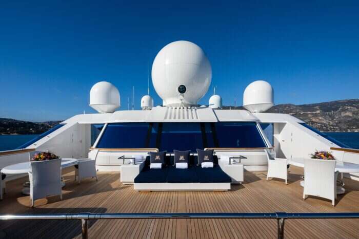 superyacht top sun deck with loungers