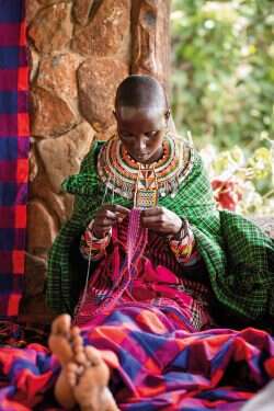 masaai women crafting textiles