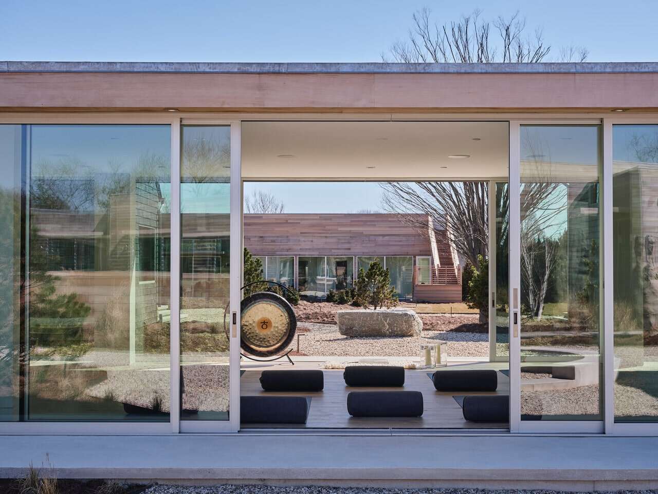 shou sugi ban house meditation room