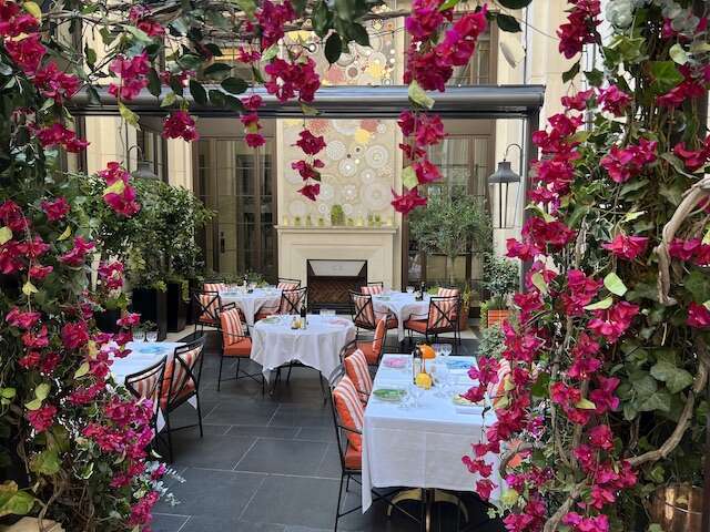 the Corinthia outdoor garden restaurant 