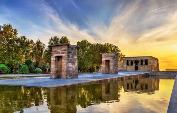 Egyptian Temple Madrid at Sunset