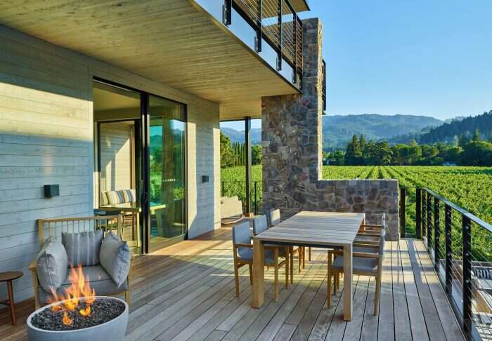 alila napa valley decking area with vineyard view