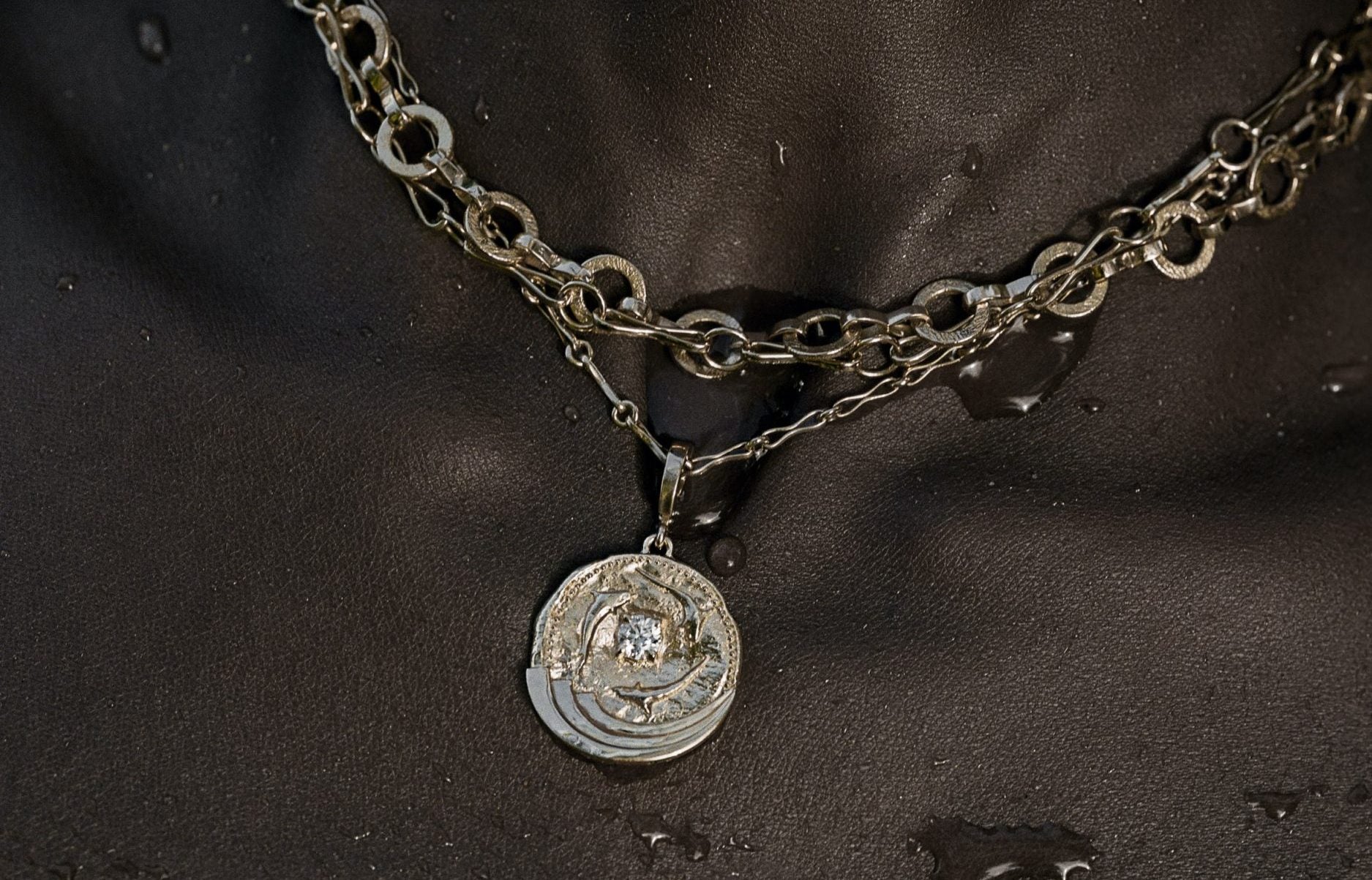 close up of azlee x ocean diamond jewelry collection