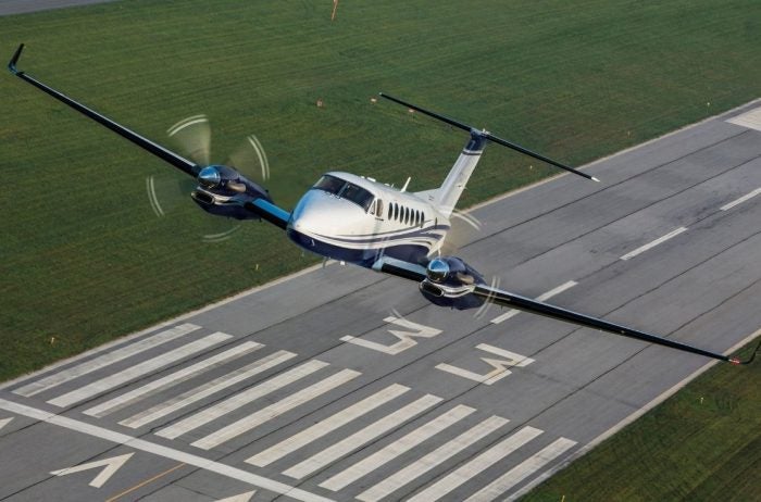 The King Air, one of the best private jets, during takeoff