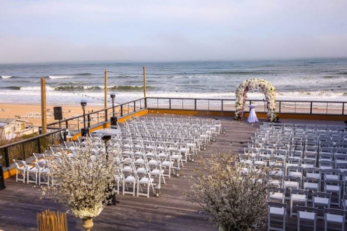 Gurney's East Deck Set for Ceremony Overlooking Ocean