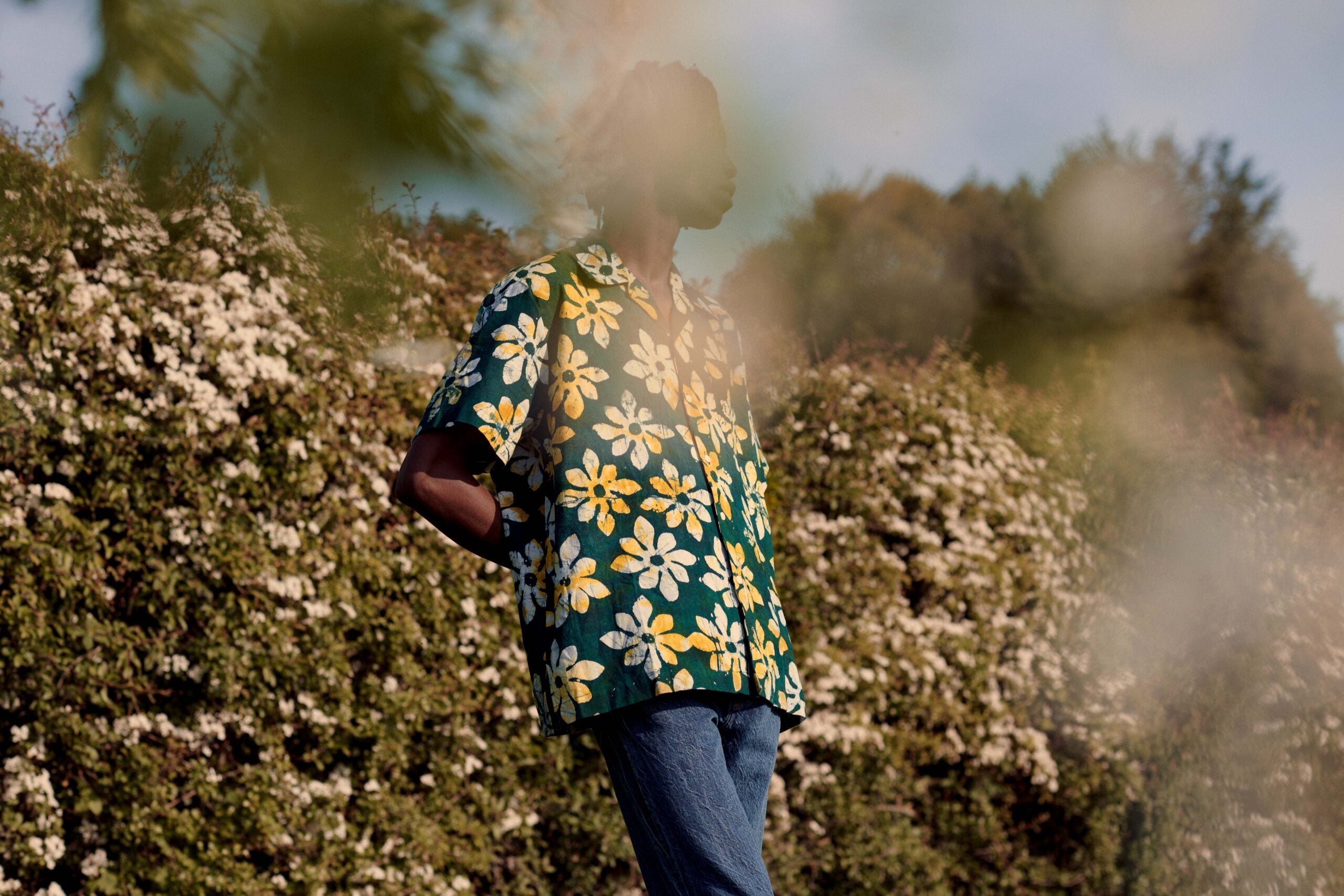 male model outside in shirt from mr porter small world collection