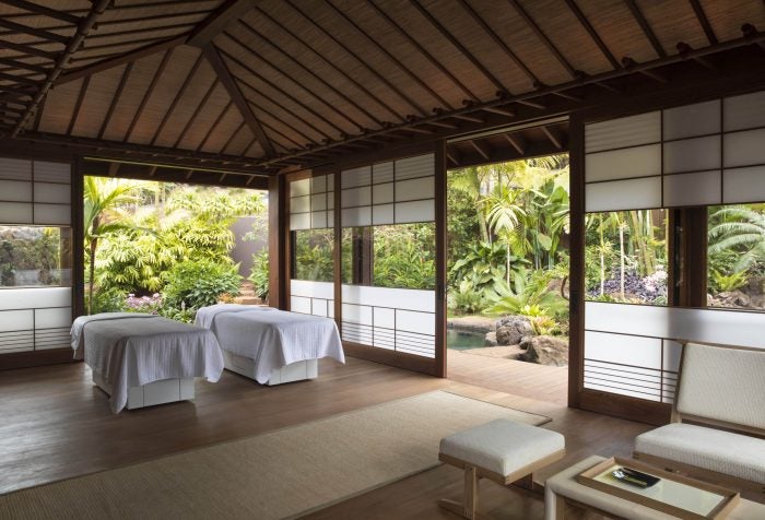 Guests can visit the private spa hale as part of the optimal wellbeing program at Sensei Lanai