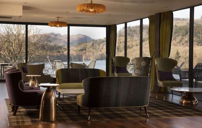 fonab castle hotel lounge bar with view of lake foskally