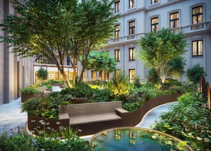 The private garden for residents of the OWO Residences