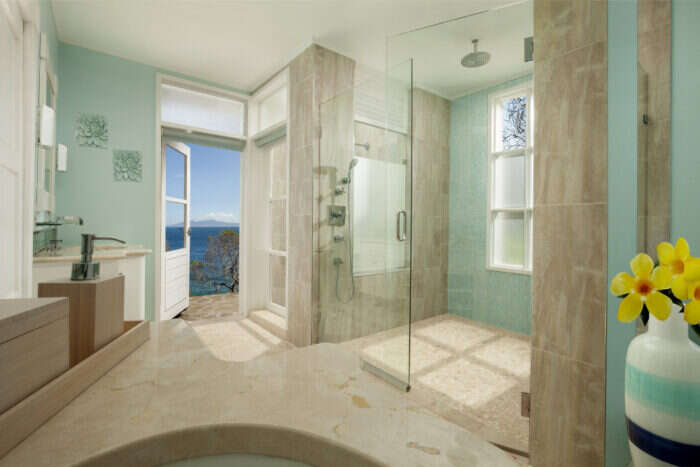 Luxury bathroom at the residential property at the Liming in Bequia 