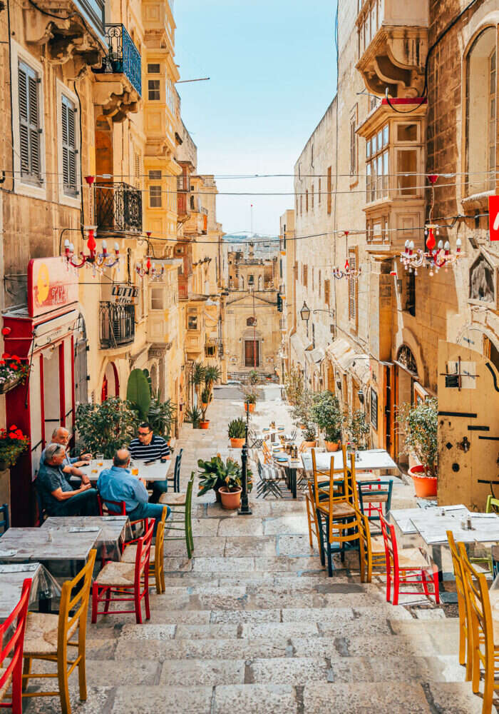 Outdoor dining in Valletta Malta 