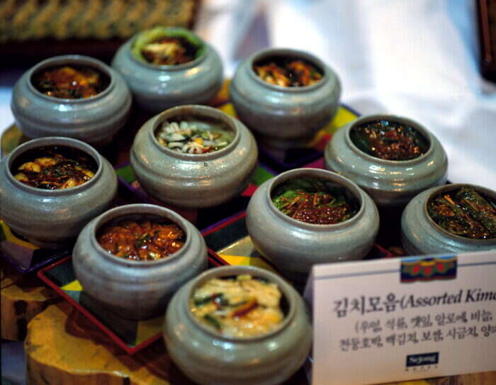 Jars of Kimchi in Seoul, a popular Korean cuisine 