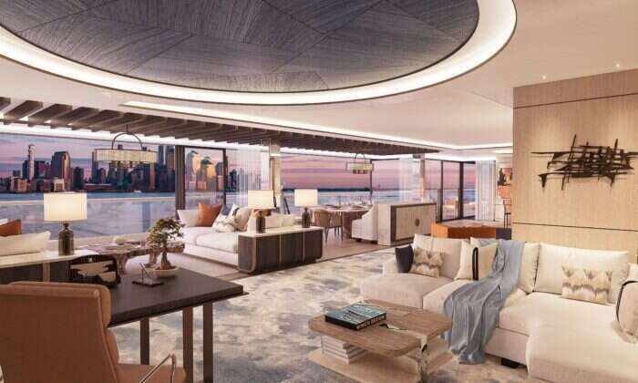 Living area rendering by Winch Design aboard superyacht Somino