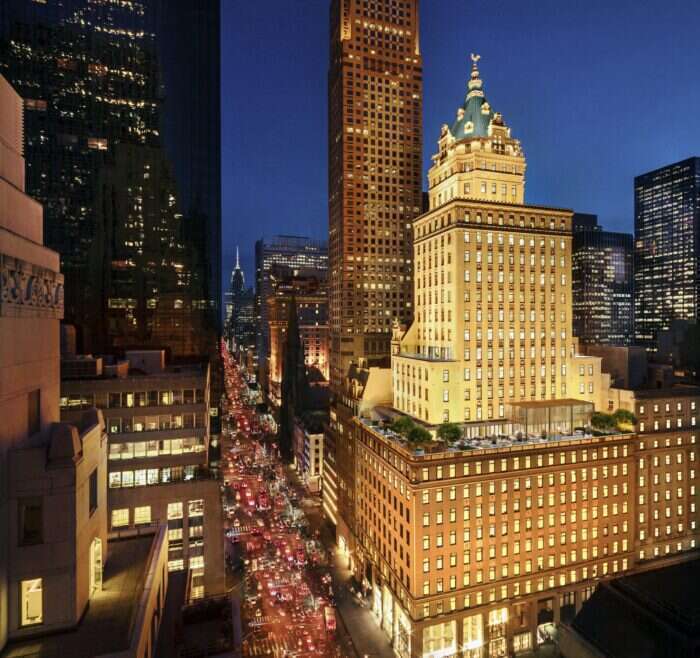 new hotel 2022 aman new york exterior at night