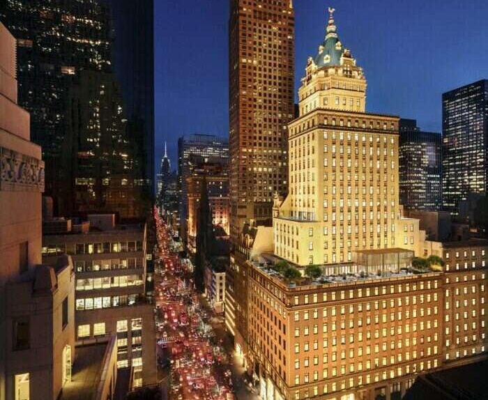 new hotel 2022 aman new york exterior at night