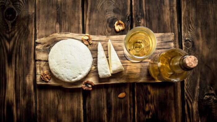 cheese board with white wine