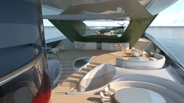 Exterior deck onboard Lürssen Alice yacht concept 
