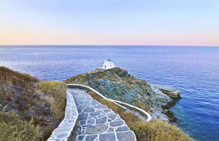 church at sunset on sifnos island