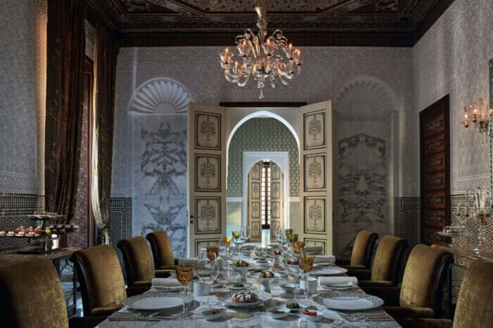 Inside the Grande Riad dining room at the Royal Mansour