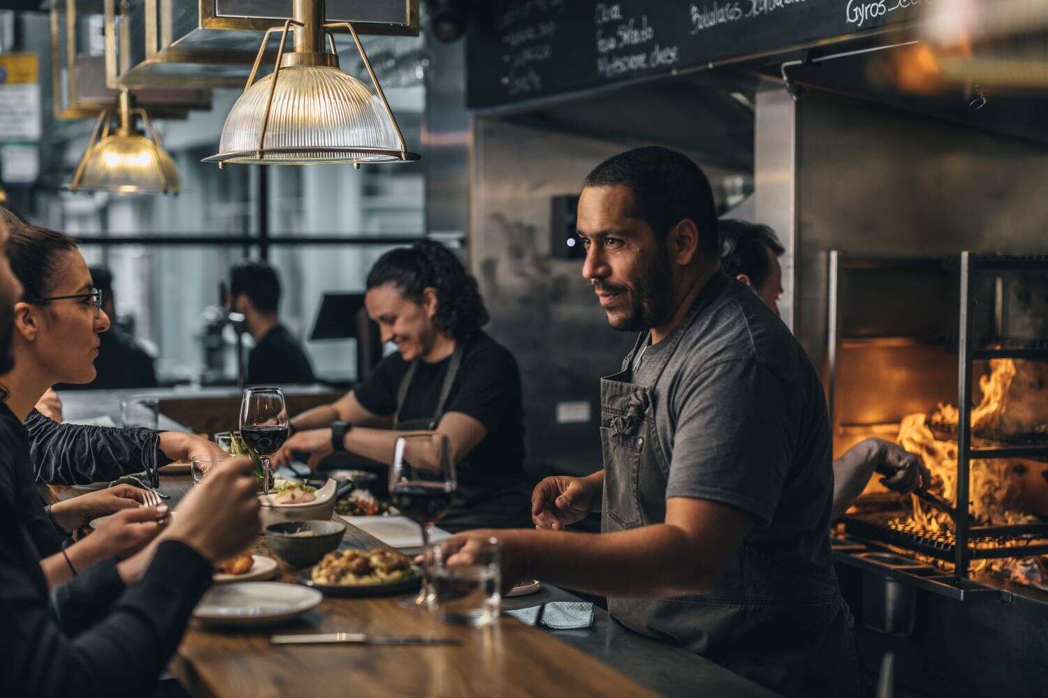 Chef Roussos in the kitchen at INO London