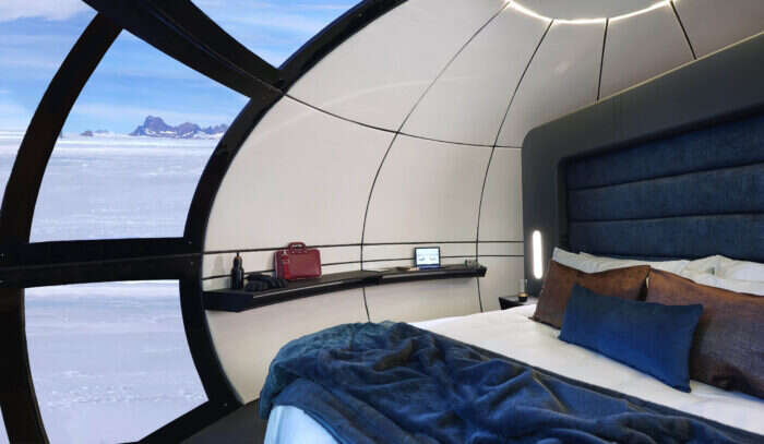 Inside a sky pod at White Desert's echo camp