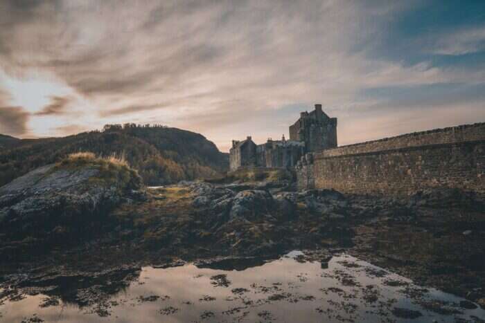 castle in scotland during james bond theme adventure
