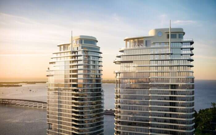 The East and West Towers at St. Regis Residences Miami