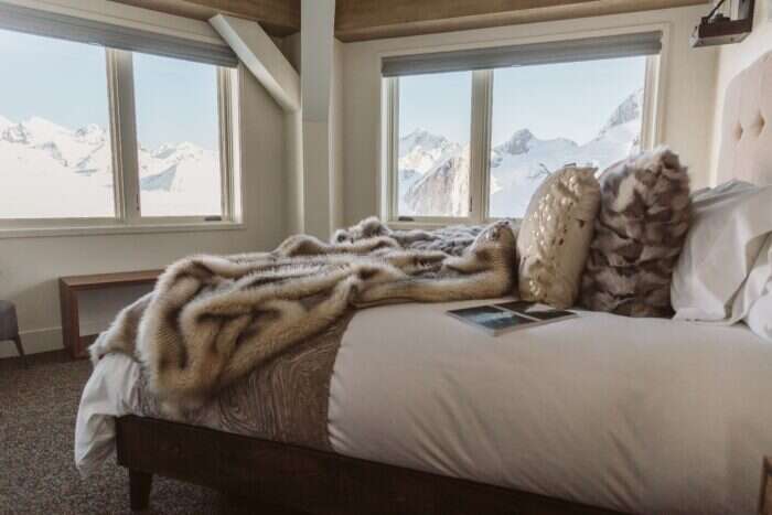 Sheldon Chalet bedroom with mountain views 