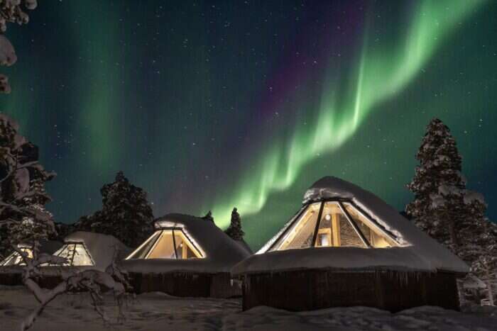 Exterior of Nellim with Northern Lights 