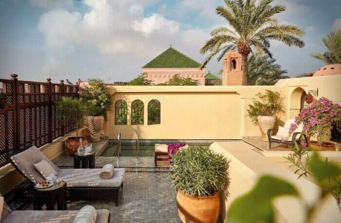 Solarium and private pool at the riad in Royal Mansour 