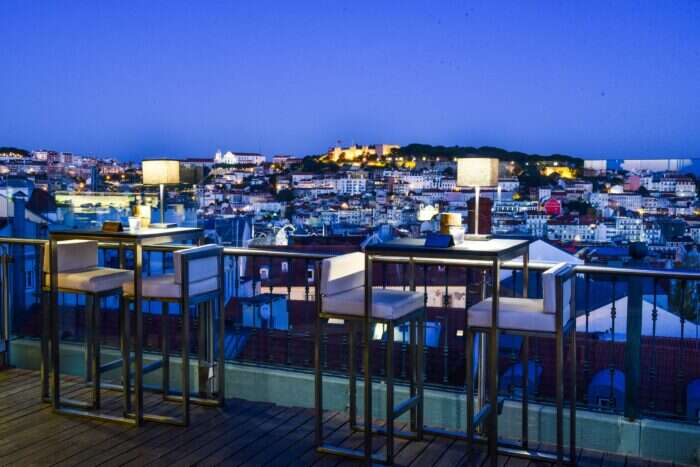 Silk Club terrace with views of Lisbon
