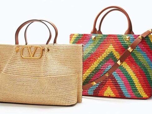 valentino straw tote bag
