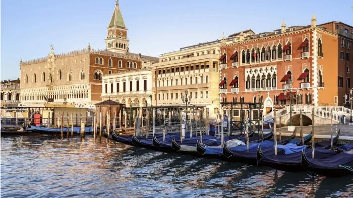 Venice gondolas on the canal